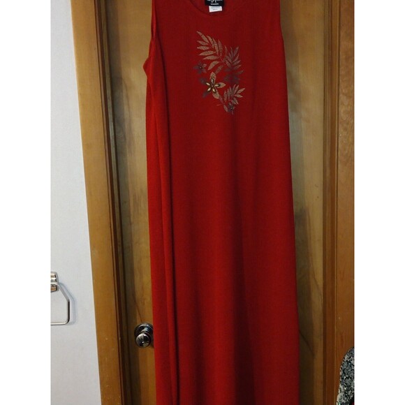 Positive Attitude Womens Size 16 Red Two Piece Jacket Long Dress Floral Açcent - Picture 11 of 14